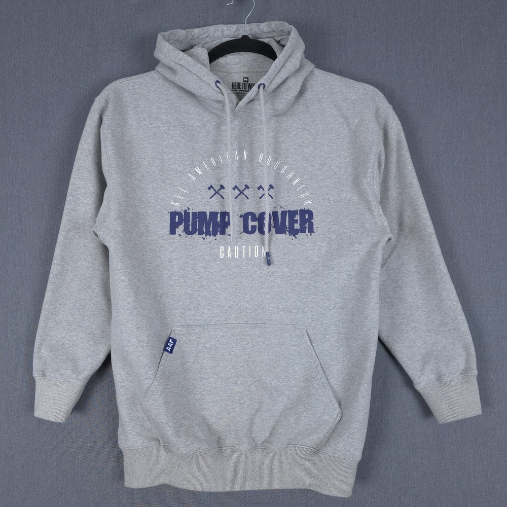 AAR All American Roughneck Pump Cover Hoodie Mens Medium Gray‎ Gym Sweatshirt